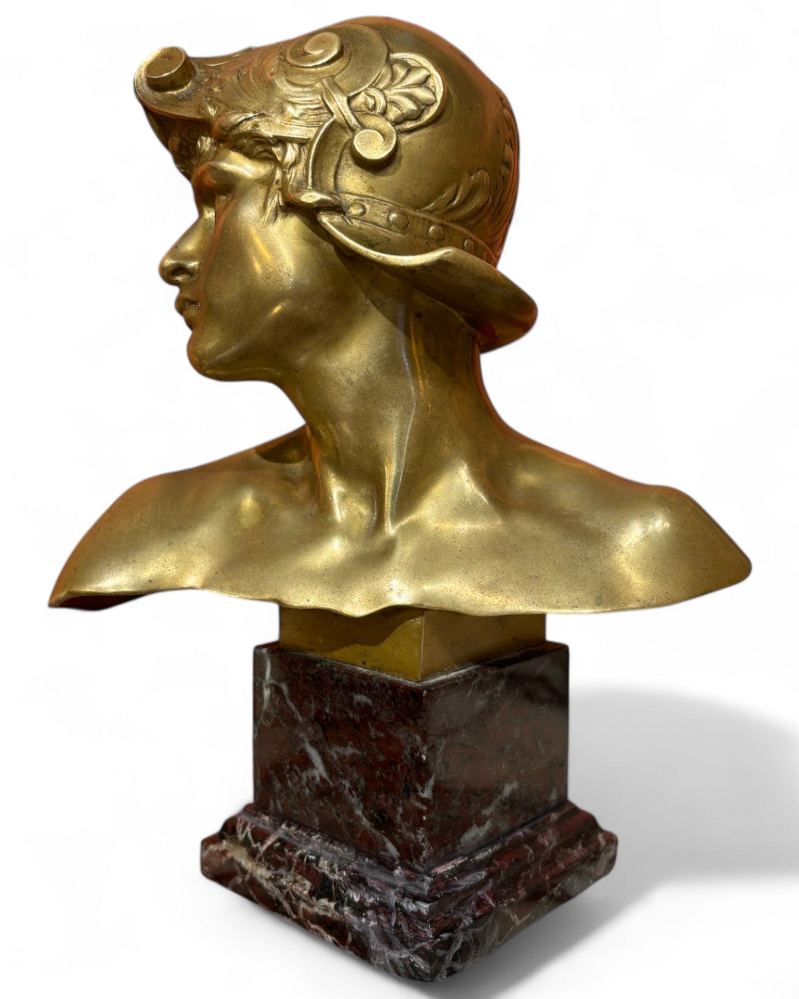 Tête De Mercure 1895 - 1900 Emmanuel Hannaux H.22 Cm