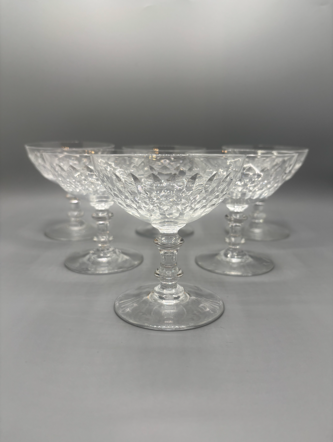 BACCARAT - 6 Coupes à champagne en cristal, modèle Armagnac