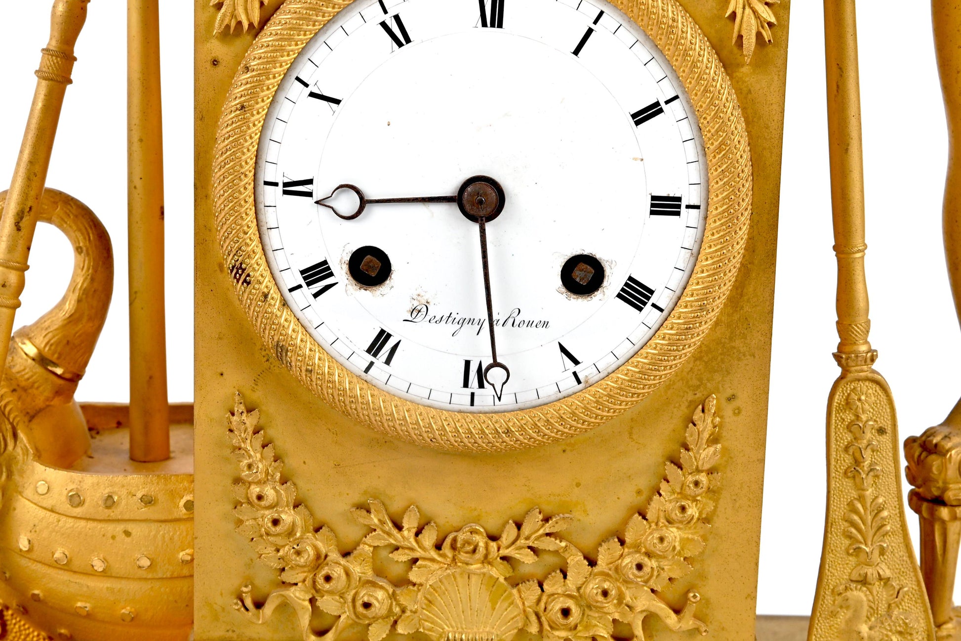 Pendule borne en bronze signé Destigny à Rouen - XIXe